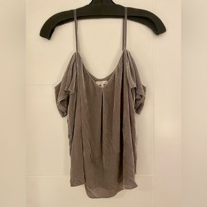 Joie Cold Shoulder Velvet Top in Grey